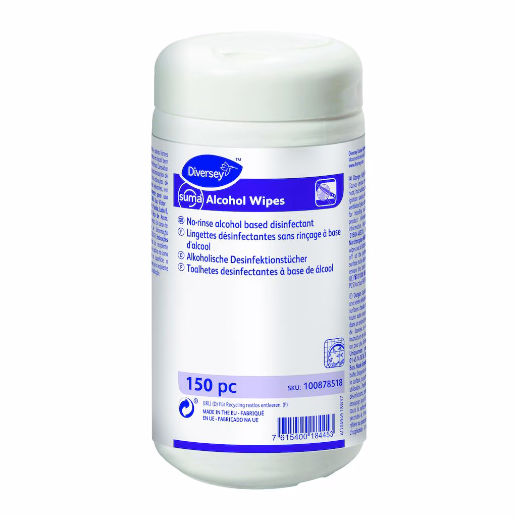 Diversey SUMA Alcohol Wipes 150 Tücher Dose, 13,5 x 18 cm